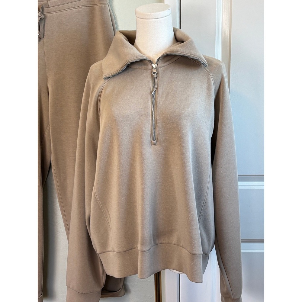 Spanx AirEssentials Half Zip Jogger Set Taupe Women XL 1X Loungewear 2-Piece - Picture 2 of 14